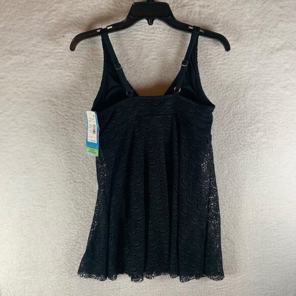 Swim Solutions Women's Tummy Control‎ Flyaway Black V-Neck Swimdress Size 12 NWT - Picture 6 of 10